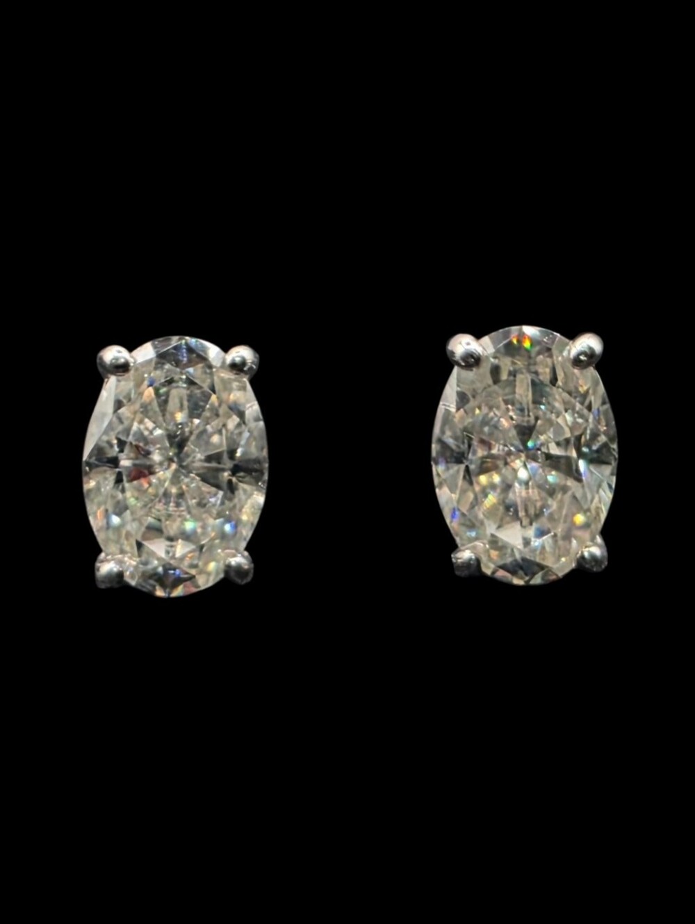 2.00 CTW Oval Moissanite Stud Earrings 925 Sterling Silver